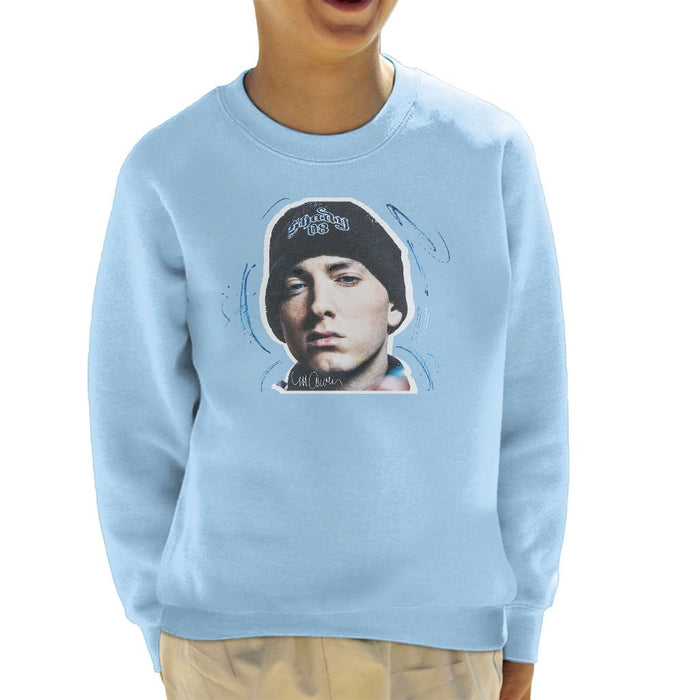 Sidney Maurer Original Portrait Of Eminem Shady Hat Kids Sweatshirt - Kids Boys Sweatshirt