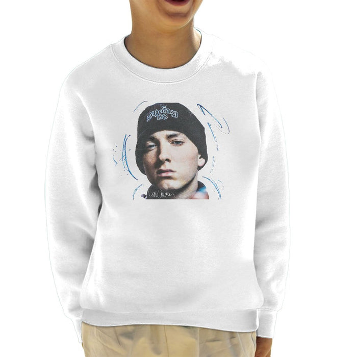 Sidney Maurer Original Portrait Of Eminem Shady Hat Kids Sweatshirt - Kids Boys Sweatshirt