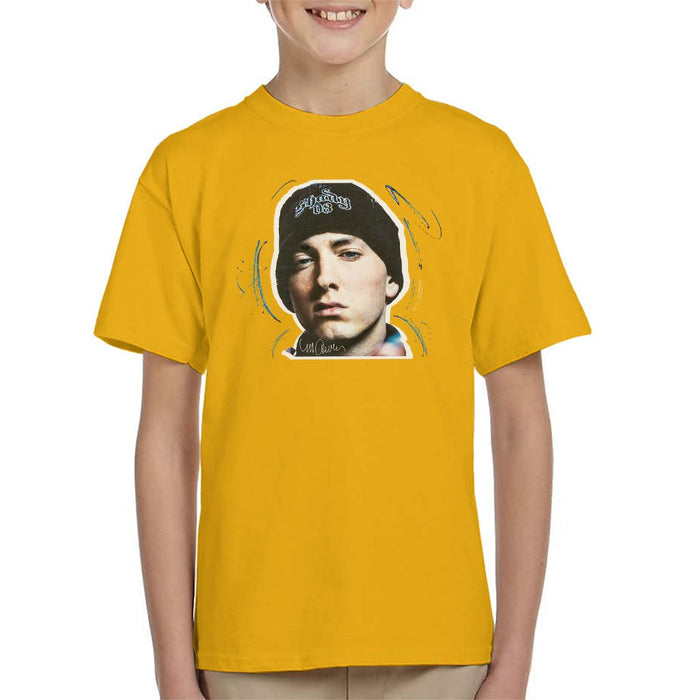 Sidney Maurer Original Portrait Of Eminem Shady Hat Kids T-Shirt - Kids Boys T-Shirt