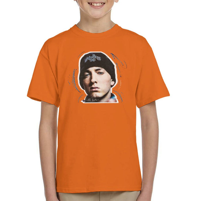 Sidney Maurer Original Portrait Of Eminem Shady Hat Kids T-Shirt - Kids Boys T-Shirt