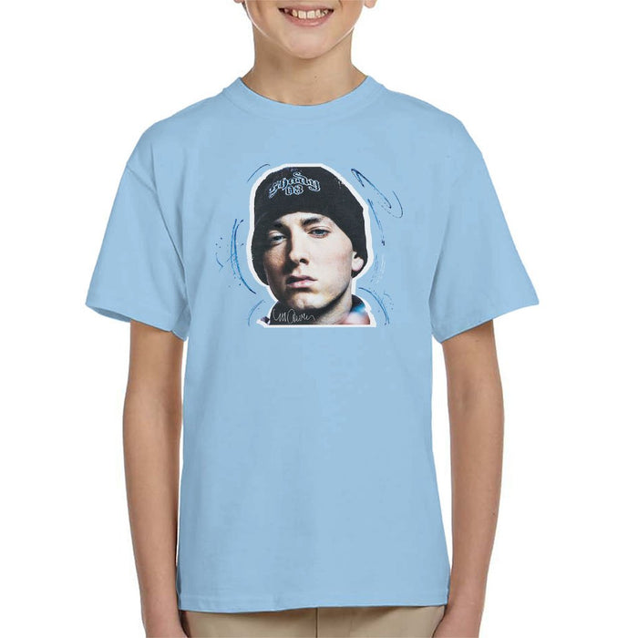Sidney Maurer Original Portrait Of Eminem Shady Hat Kids T-Shirt - Kids Boys T-Shirt