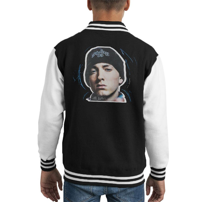 Sidney Maurer Original Portrait Of Eminem Shady Hat Kids Varsity Jacket - Kids Boys Varsity Jacket