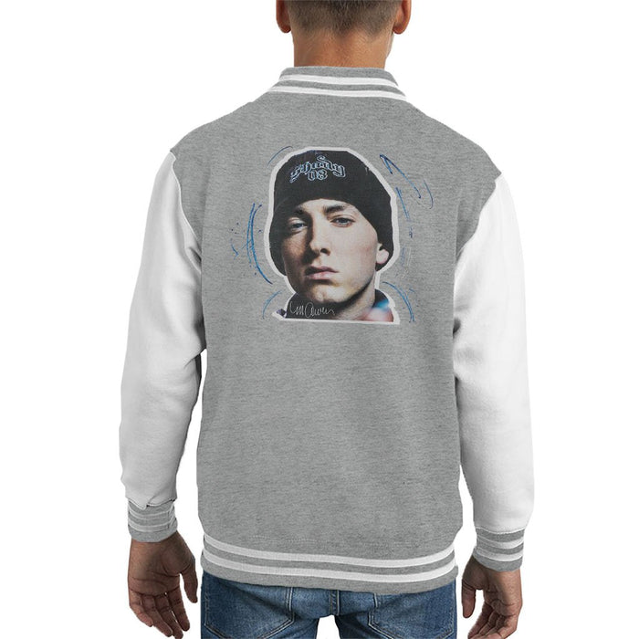 Sidney Maurer Original Portrait Of Eminem Shady Hat Kids Varsity Jacket - Kids Boys Varsity Jacket