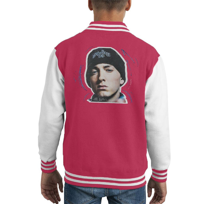 Sidney Maurer Original Portrait Of Eminem Shady Hat Kids Varsity Jacket - Kids Boys Varsity Jacket
