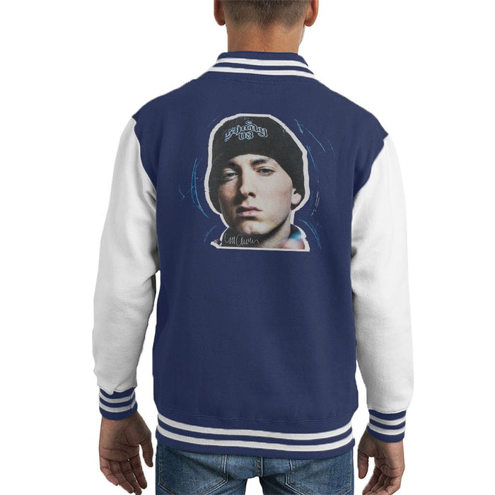 Sidney Maurer Original Portrait Of Eminem Shady Hat Kids Varsity Jacket - Kids Boys Varsity Jacket
