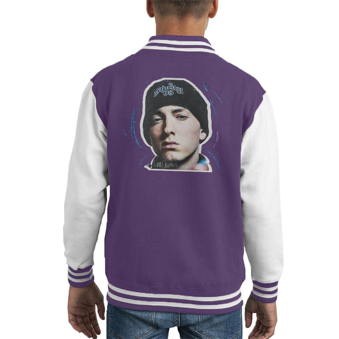 Sidney Maurer Original Portrait Of Eminem Shady Hat Kids Varsity Jacket - Kids Boys Varsity Jacket
