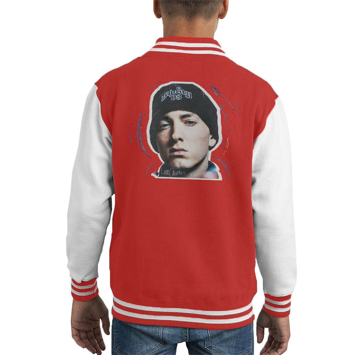 Sidney Maurer Original Portrait Of Eminem Shady Hat Kids Varsity Jacket - Kids Boys Varsity Jacket