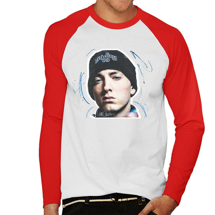 Sidney Maurer Original Portrait Of Eminem Shady Hat Mens Baseball Long Sleeved T-Shirt - Mens Baseball Long Sleeved T-Shirt