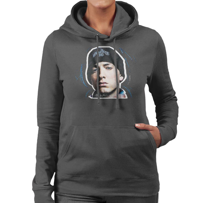 Sidney Maurer Original Portrait Of Eminem Shady Hat Womens Hooded Sweatshirt - Womens Hooded Sweatshirt