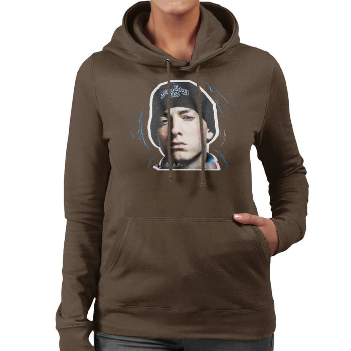 Sidney Maurer Original Portrait Of Eminem Shady Hat Womens Hooded Sweatshirt - Womens Hooded Sweatshirt