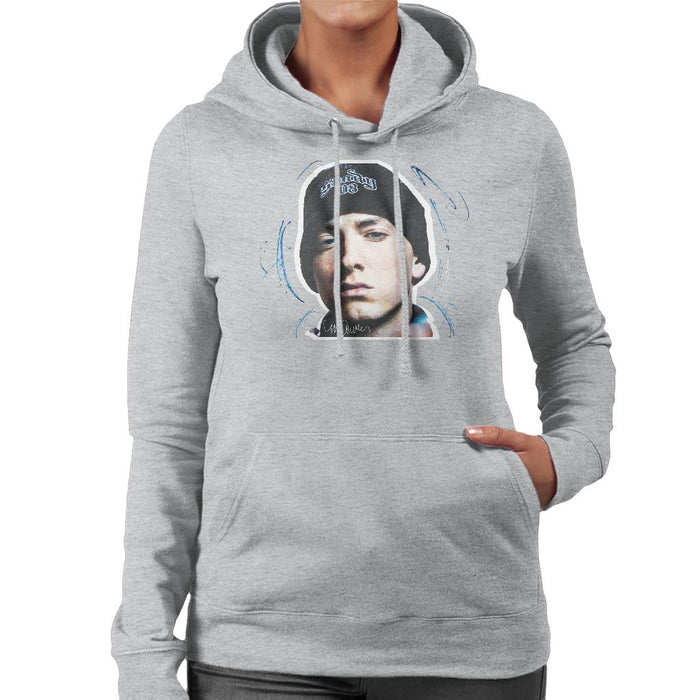 Sidney Maurer Original Portrait Of Eminem Shady Hat Womens Hooded Sweatshirt - Womens Hooded Sweatshirt