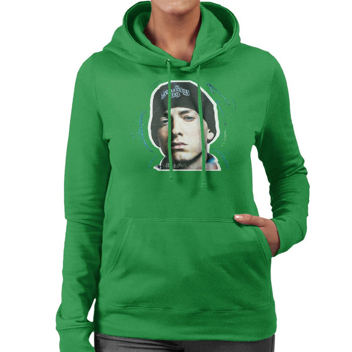 Sidney Maurer Original Portrait Of Eminem Shady Hat Womens Hooded Sweatshirt - Womens Hooded Sweatshirt