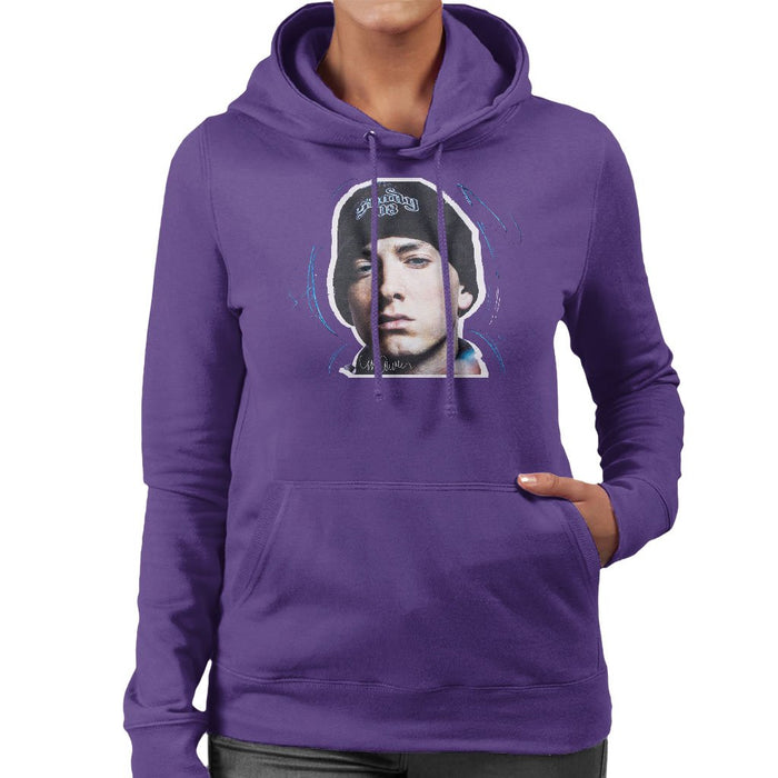 Sidney Maurer Original Portrait Of Eminem Shady Hat Womens Hooded Sweatshirt - Womens Hooded Sweatshirt