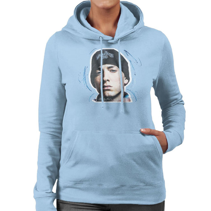 Sidney Maurer Original Portrait Of Eminem Shady Hat Womens Hooded Sweatshirt - Womens Hooded Sweatshirt