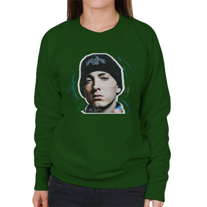 Sidney Maurer Original Portrait Of Eminem Shady Hat Womens Sweatshirt - Womens Sweatshirt