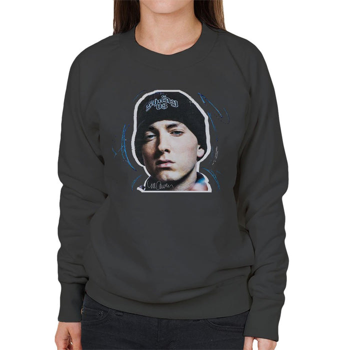 Sidney Maurer Original Portrait Of Eminem Shady Hat Womens Sweatshirt - Womens Sweatshirt