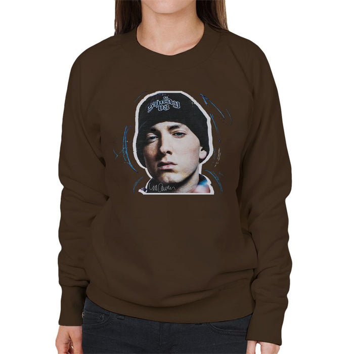 Sidney Maurer Original Portrait Of Eminem Shady Hat Womens Sweatshirt - Womens Sweatshirt