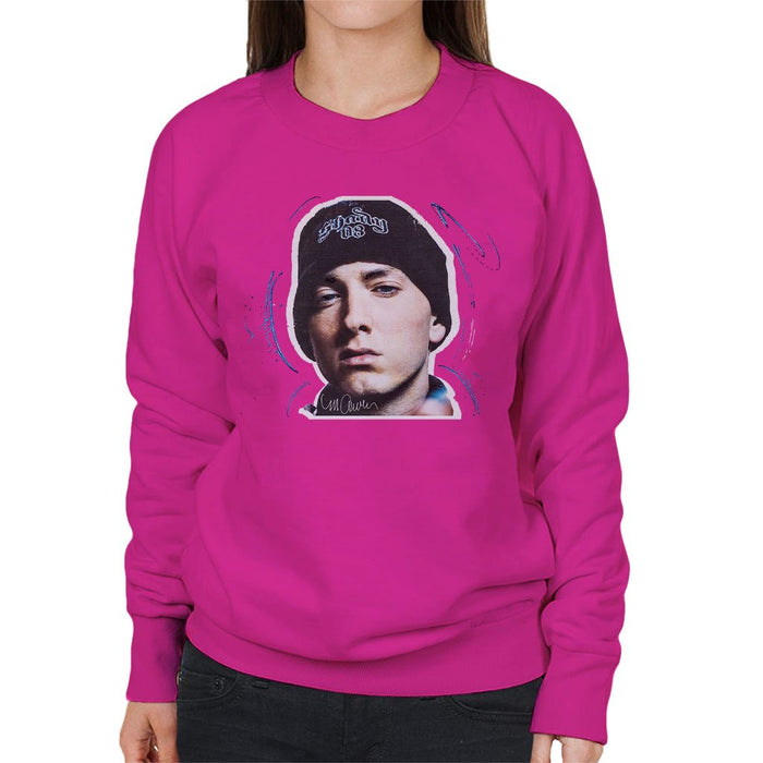 Sidney Maurer Original Portrait Of Eminem Shady Hat Womens Sweatshirt - Womens Sweatshirt
