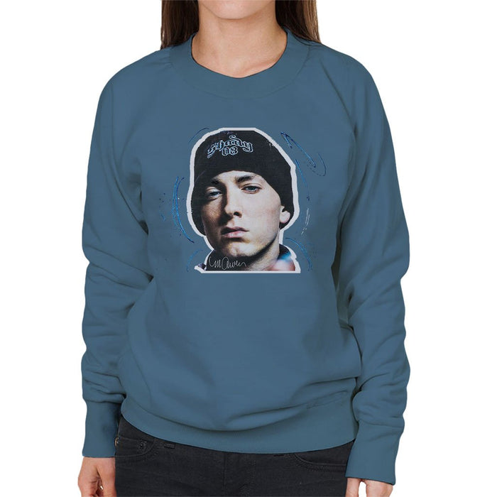 Sidney Maurer Original Portrait Of Eminem Shady Hat Womens Sweatshirt - Womens Sweatshirt