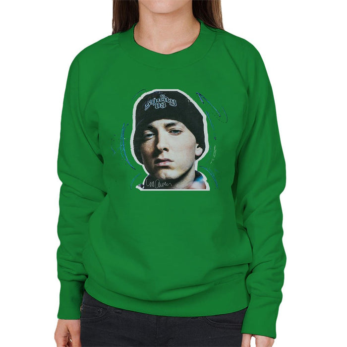 Sidney Maurer Original Portrait Of Eminem Shady Hat Womens Sweatshirt - Womens Sweatshirt