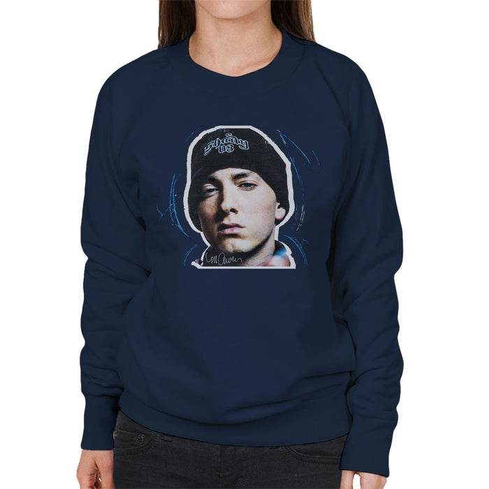 Sidney Maurer Original Portrait Of Eminem Shady Hat Womens Sweatshirt - Womens Sweatshirt