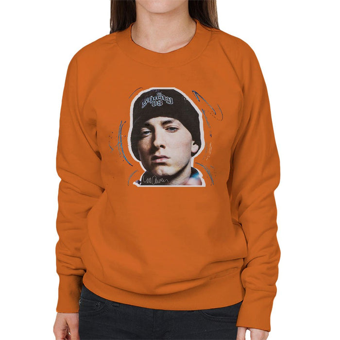 Sidney Maurer Original Portrait Of Eminem Shady Hat Womens Sweatshirt - Womens Sweatshirt