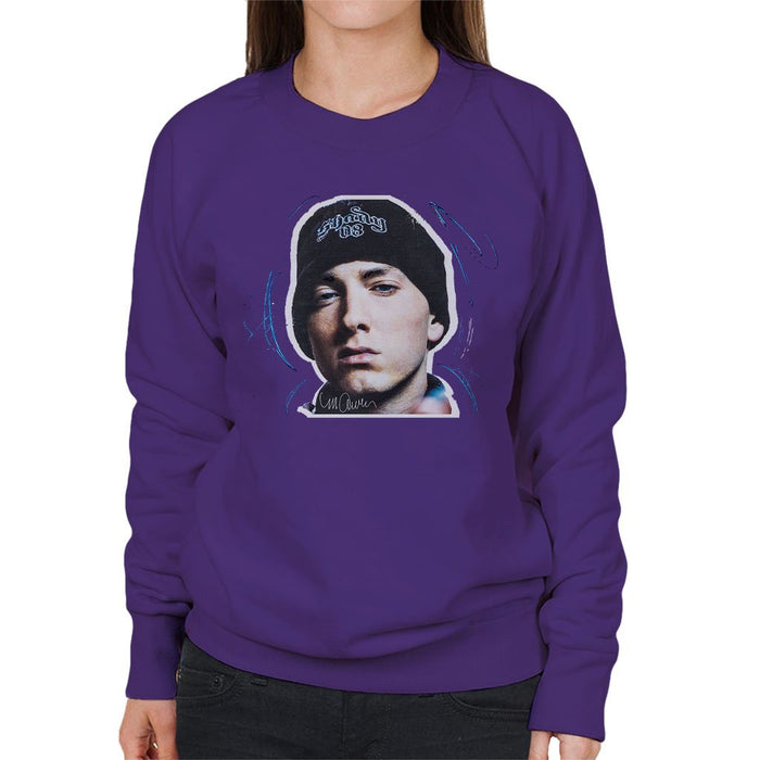 Sidney Maurer Original Portrait Of Eminem Shady Hat Womens Sweatshirt - Womens Sweatshirt