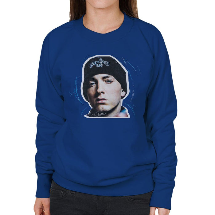 Sidney Maurer Original Portrait Of Eminem Shady Hat Womens Sweatshirt - Womens Sweatshirt