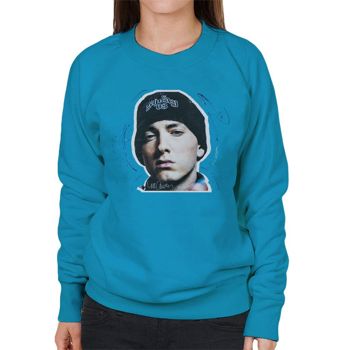 Sidney Maurer Original Portrait Of Eminem Shady Hat Womens Sweatshirt - Womens Sweatshirt