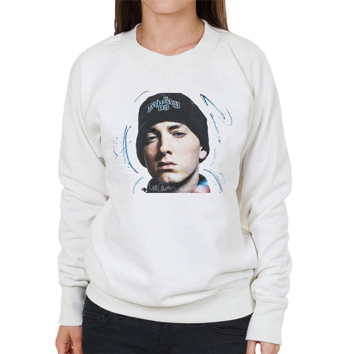 Sidney Maurer Original Portrait Of Eminem Shady Hat Womens Sweatshirt - Womens Sweatshirt