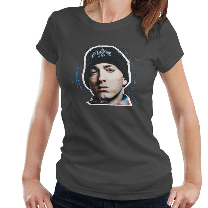 Sidney Maurer Original Portrait Of Eminem Shady Hat Womens T-Shirt - Womens T-Shirt