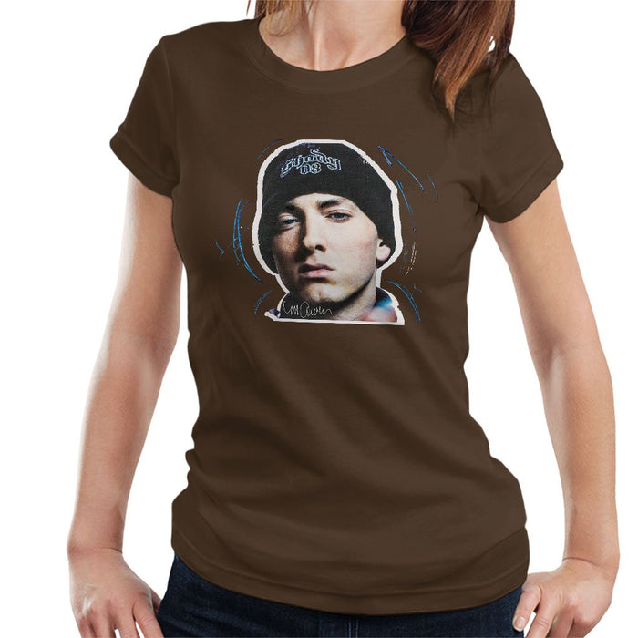 Sidney Maurer Original Portrait Of Eminem Shady Hat Womens T-Shirt - Womens T-Shirt