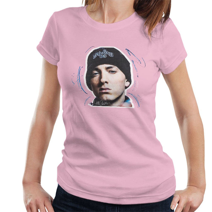 Sidney Maurer Original Portrait Of Eminem Shady Hat Womens T-Shirt - Small / Light Pink - Womens T-Shirt