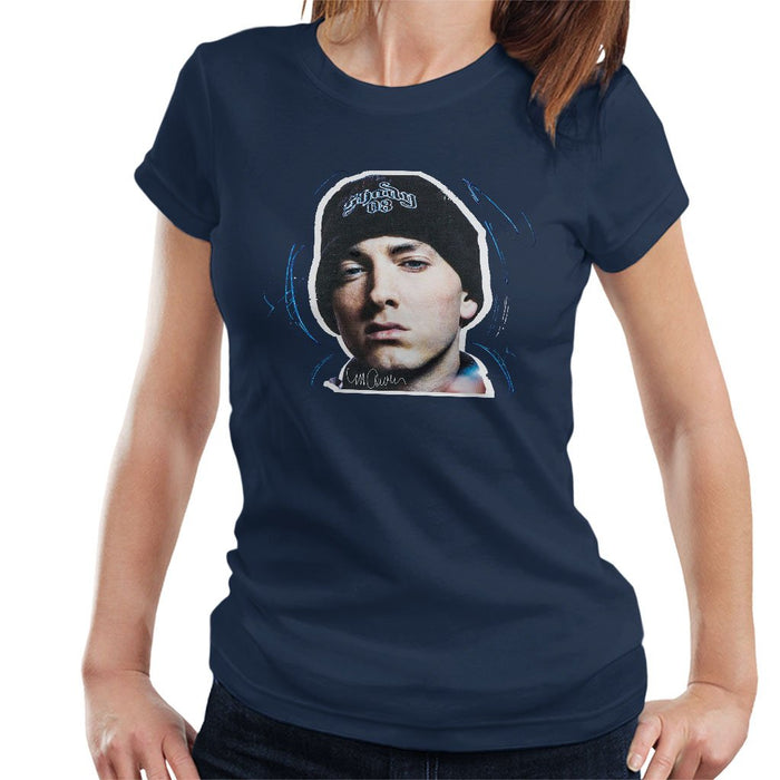 Sidney Maurer Original Portrait Of Eminem Shady Hat Womens T-Shirt - Womens T-Shirt