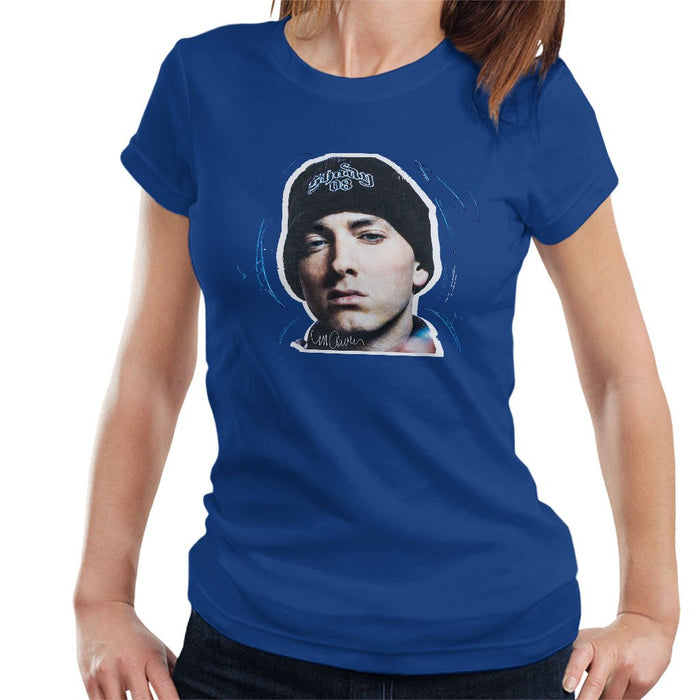 Sidney Maurer Original Portrait Of Eminem Shady Hat Womens T-Shirt - Womens T-Shirt