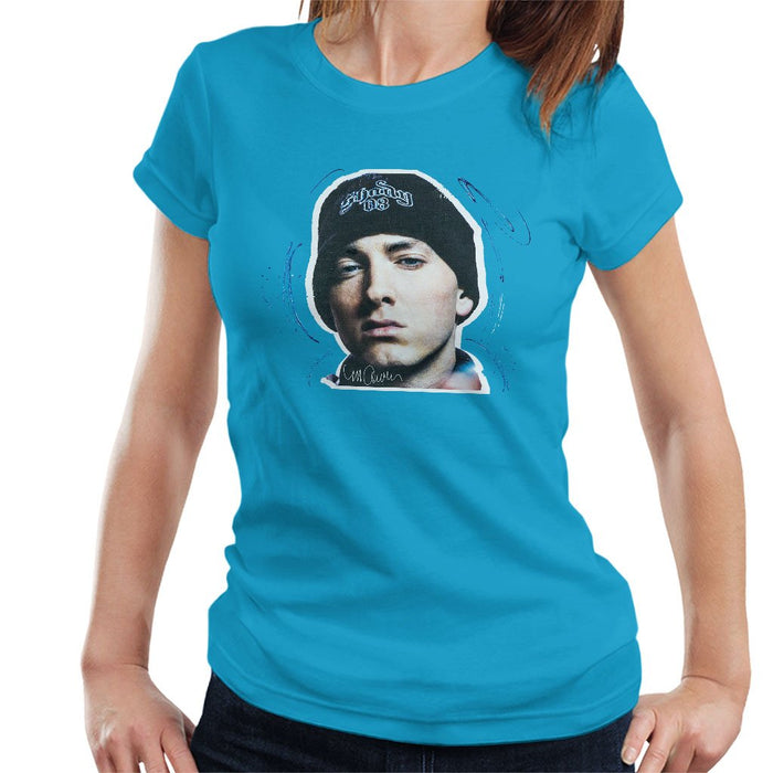 Sidney Maurer Original Portrait Of Eminem Shady Hat Womens T-Shirt - Womens T-Shirt
