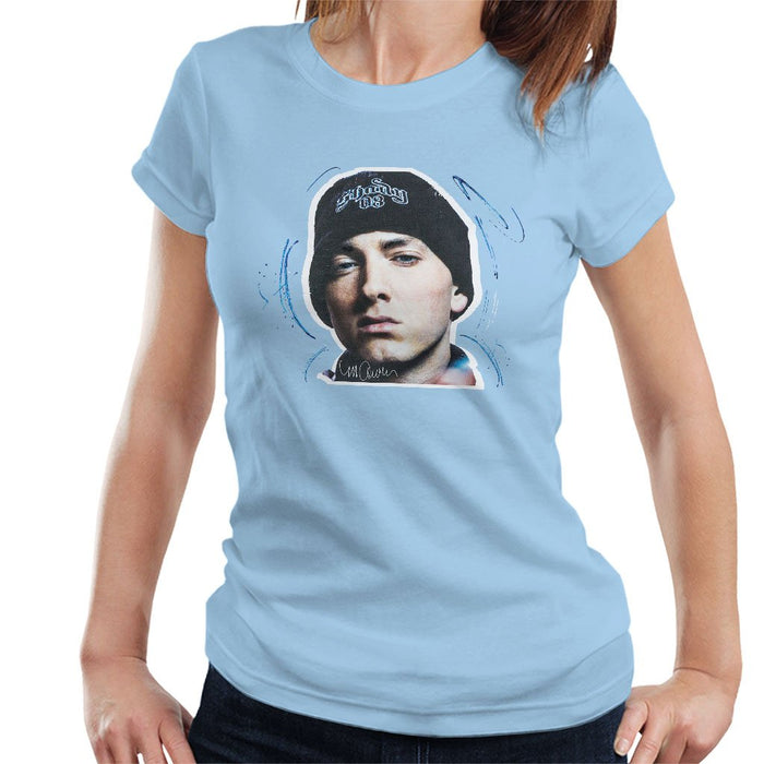 Sidney Maurer Original Portrait Of Eminem Shady Hat Womens T-Shirt - Womens T-Shirt