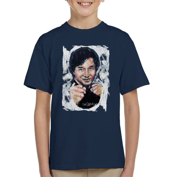 Sidney Maurer Original Portrait Of Jackie Chan Kids T-Shirt - Kids Boys T-Shirt