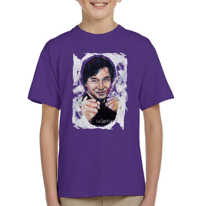 Sidney Maurer Original Portrait Of Jackie Chan Kids T-Shirt - Kids Boys T-Shirt