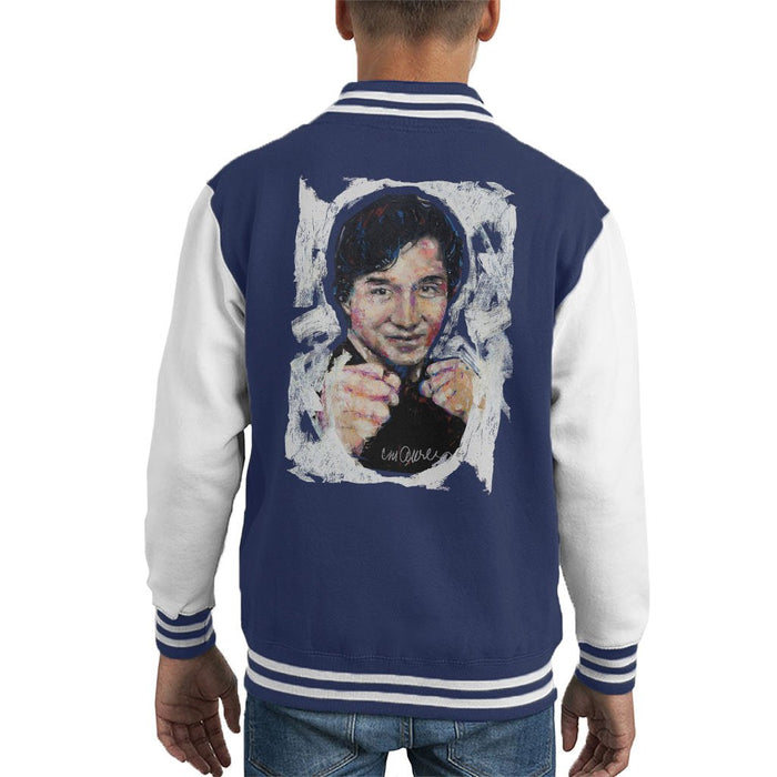 Sidney Maurer Original Portrait Of Jackie Chan Kids Varsity Jacket - Kids Boys Varsity Jacket