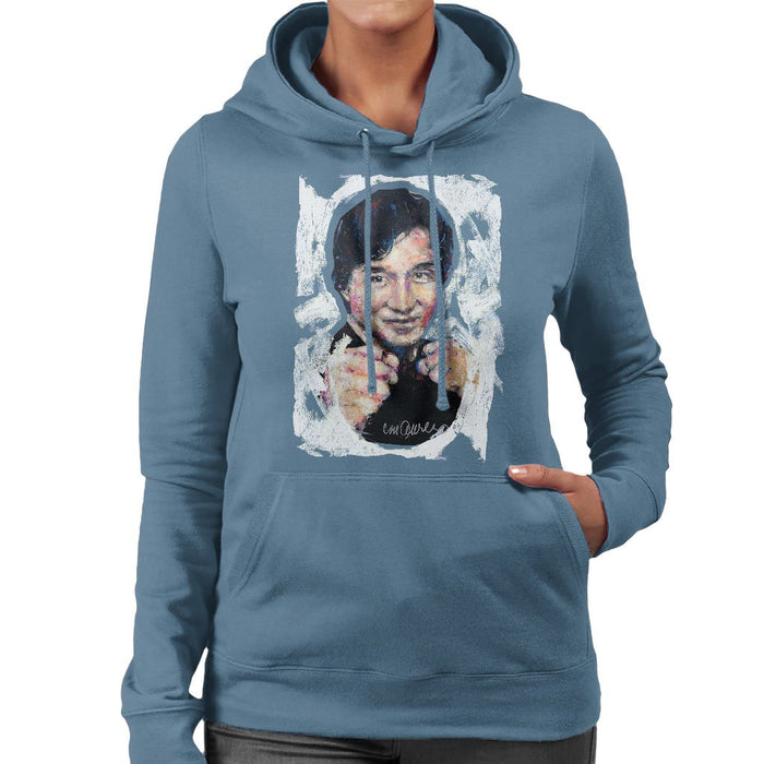 Sidney Maurer Original Portrait Of Jackie Chan Womens Hooded Sweatshirt - Womens Hooded Sweatshirt