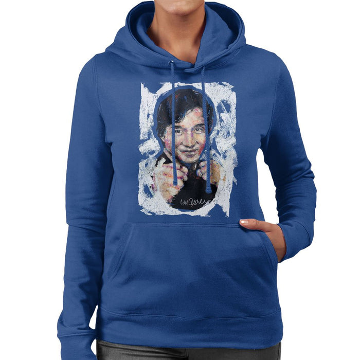 Sidney Maurer Original Portrait Of Jackie Chan Womens Hooded Sweatshirt - Womens Hooded Sweatshirt