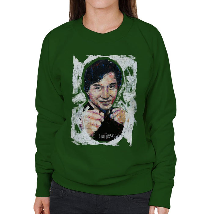 Sidney Maurer Original Portrait Of Jackie Chan Womens Sweatshirt - Womens Sweatshirt