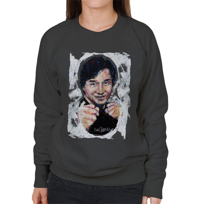 Sidney Maurer Original Portrait Of Jackie Chan Womens Sweatshirt - Womens Sweatshirt