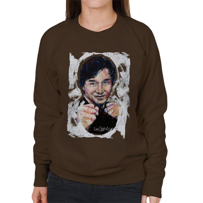 Sidney Maurer Original Portrait Of Jackie Chan Womens Sweatshirt - Womens Sweatshirt