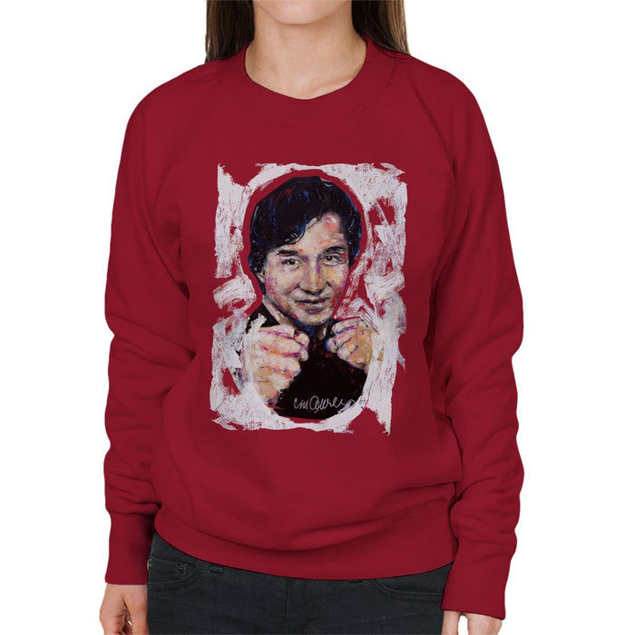 Sidney Maurer Original Portrait Of Jackie Chan Womens Sweatshirt - Womens Sweatshirt