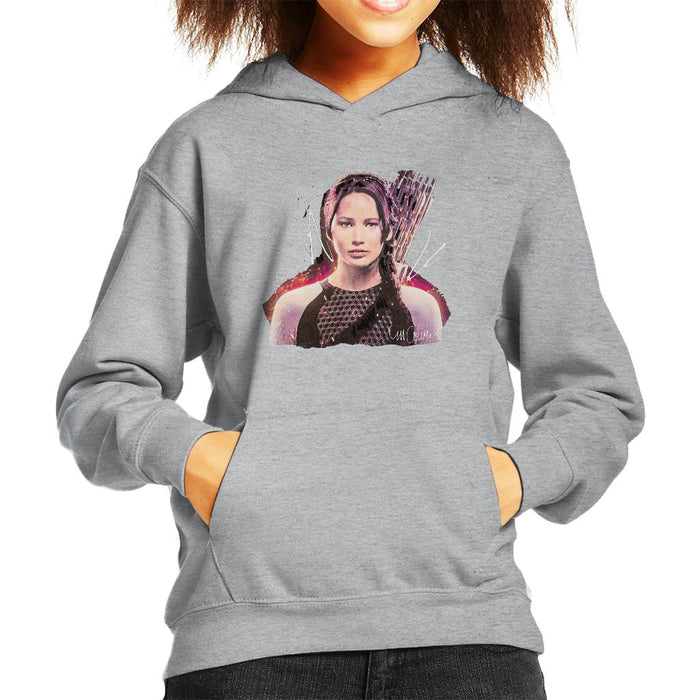 Sidney Maurer Original Portrait Of Jennifer Lawrence Hunger Games Kids Hooded Sweatshirt - Kids Boys Hooded Sweatshirt