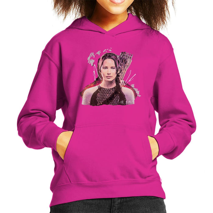 Sidney Maurer Original Portrait Of Jennifer Lawrence Hunger Games Kids Hooded Sweatshirt - Kids Boys Hooded Sweatshirt