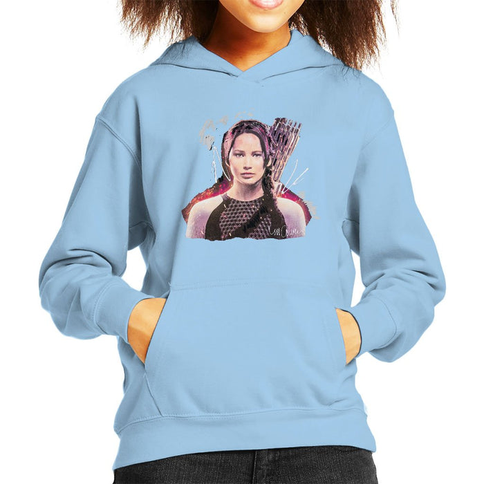 Sidney Maurer Original Portrait Of Jennifer Lawrence Hunger Games Kids Hooded Sweatshirt - Kids Boys Hooded Sweatshirt
