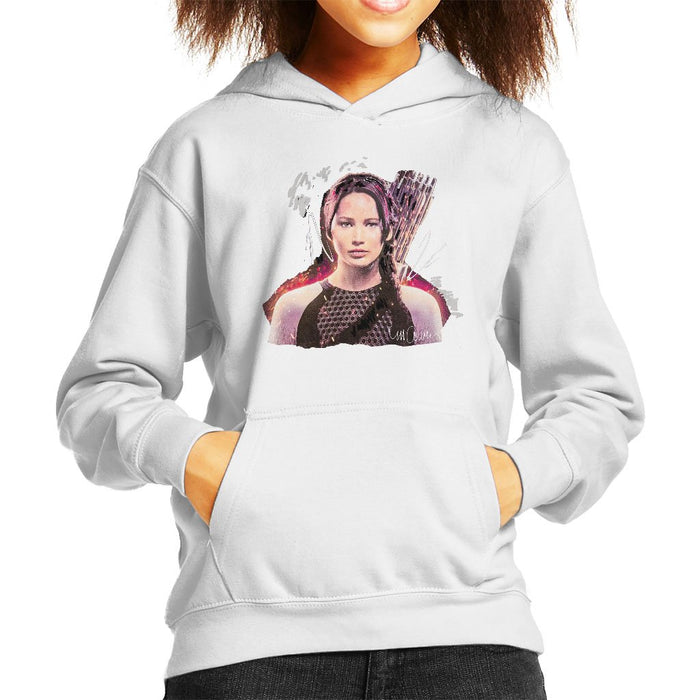 Sidney Maurer Original Portrait Of Jennifer Lawrence Hunger Games Kids Hooded Sweatshirt - Kids Boys Hooded Sweatshirt